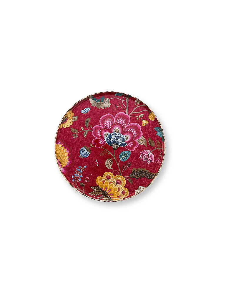 PIP STUDIO Plato con pie BLOOMING TALES 30,5cm Fantasy Darkred rojo oscuro